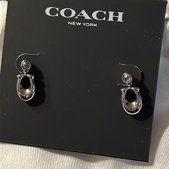 Silver Coach Post Earrings - Dangling “C” - pretty and petite - new/ gift bag - Picture 2 of 7